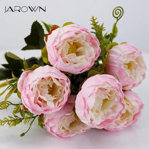 Fleurs décoratives Jarown 6 Heads Peony Bouquet Peonies Artificiel Silk Wedding Home Decoration Fake Rose Flower Birthday Party décor