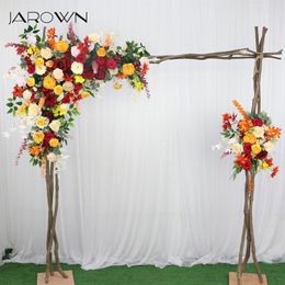 Decoratieve bloemen JARNOWN AANPASSEN 1M Bloemrij Oranje Bourgondische kunstmatige bruiloft Achtergrond Decoratie Kerstfeest