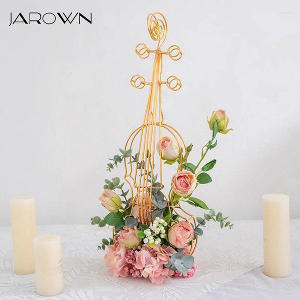 Fleurs décoratives JAROWN violon doré placage Floral support de fleur mariage bureau pièce maîtresse décoration maison fête décor artificiel