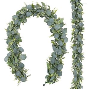 Fleurs décoratives jfbl 2 pack 5.5ft eucalyptus artificiel Garland printemps fausse verdure plantes suspendues pour le mariage à la maison
