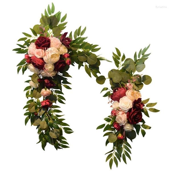 Fleurs décoratives jfbl 2pcs fleur artificielle rose rose piconie bienvenue décoration invité de mariage arche mur