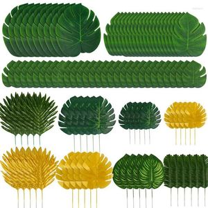 Fleurs décoratives JFBL 95PCS PALM LEVES GORD TROPICAL avec des tiges Fausse feuille pour la fête hawaïenne Party Place Dorations