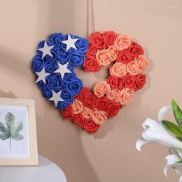 Fleurs décoratives 4 juillet couronne patriotique Americana Memorial Day Festival guirlande décoration porte d'entrée mur décor à la maison