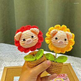 Fleurs décoratives kawaii crochet en pot de mariage invité cadeau tissé de bureau tissé