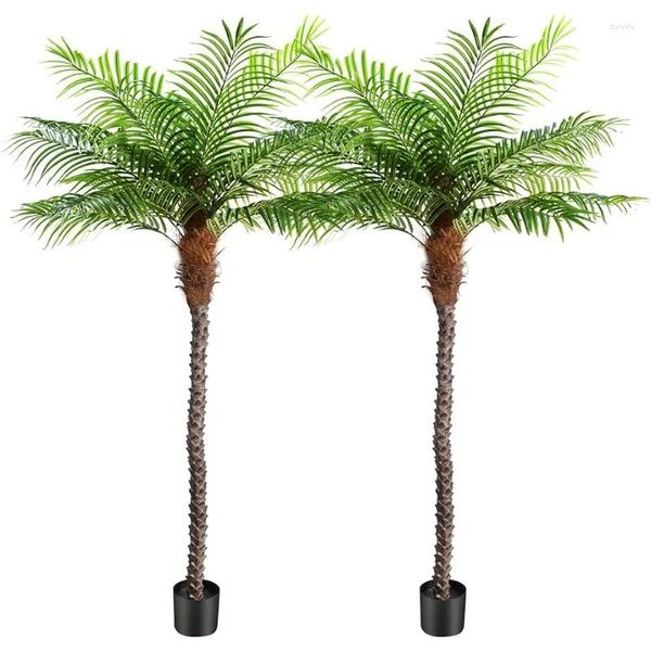 Flores decorativas Keeplush Palmera artificial de Phoenix de 8,5 pies de altura para decoración interior al aire libre, gran seda de coco sintética Tropical falsa