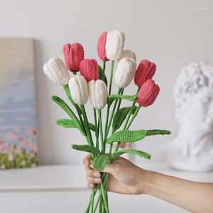 Fleurs décoratives tricot tulipes marguerite campanule tricoté à la main faux Bouquet maison fini fleur maison décorer Festival cadeau