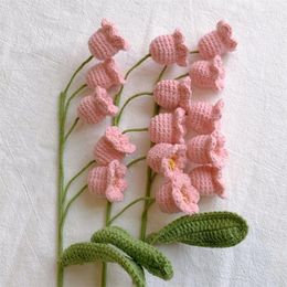 Decoratieve bloemen gebreide lelie-van-de-valley boeket afgewerkt geweven nepbloem creatief geschenk roze witte gele kunstmatige decoratie