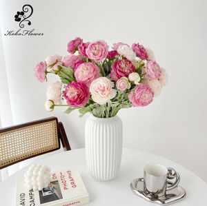 Fleurs décoratives Koko Flower 3 Heads Lulian Peony Artificial Home Living Room Decor Decoration Table pour les ornements de mariage