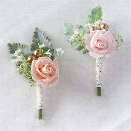 Fleurs décoratives coréen booutonnière épingles de corsage de mariage hommes témoignent des accessoires de mariage de simulation
