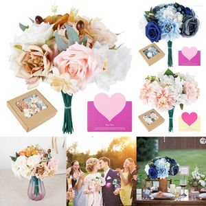 Decoratieve bloemen L Artificial Box Silk Cloth Faux Flower Combo Herbruikbare eeuwige nep bloemen arrangementen Tafel ornament voor bruiloft