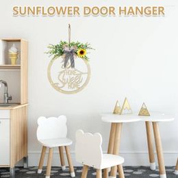 Fleurs décoratives L Home Sweet Wreath 12 pouces Panneau en bois avec lumière LED Rustique Welcome Vintage Sunflower Wood