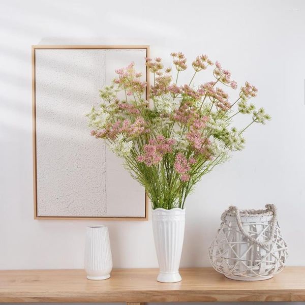 Fleurs décoratives branche de fleur en dentelle artificielle avec feuilles vertes plante maison salon fournitures d'arrangement de mariage fausses plantes