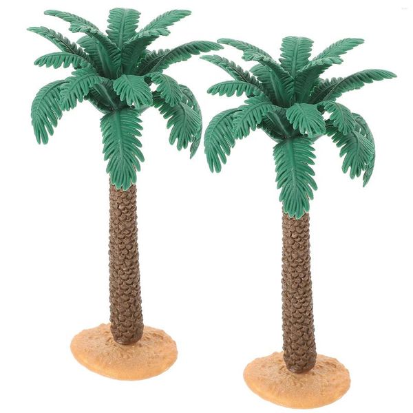 Fleurs décoratives aménagement paysager plante ornements modèle accessoires 2 pièces (PVC avec décor de Base faux palmier