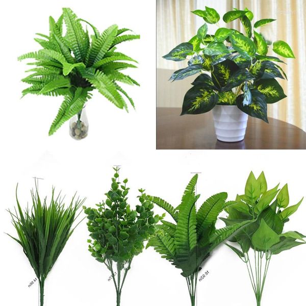 Fleurs décoratives grandes plants artificiels à feuilles persistantes de 30 cm plantes de buisson en pot en plastique vert arbre de maison de jardin