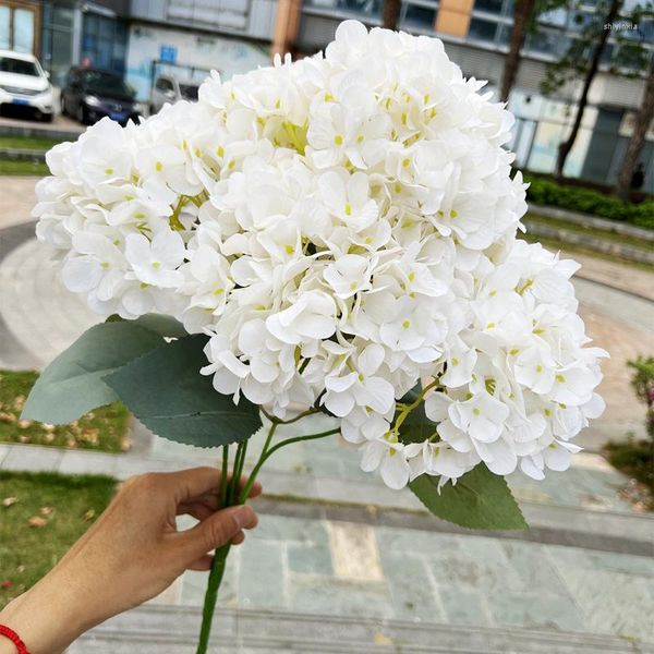 Fleurs décoratives grand 5 têtes Bouquet artificiel hortensia en soie bricolage mariage mariée maison jardin bureau Arrangement floral