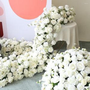 Fleurs décoratives Grand 60cm Rose Blanche Fleur Artificielle Boule Hortensia Table De Mariage Centres De Table Floral Décor Route Conduit Accessoires De Fête