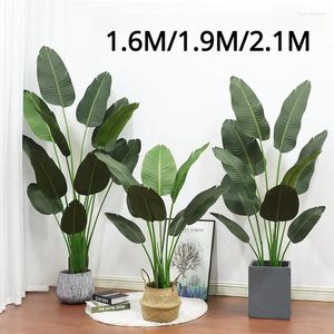 Fleurs décoratives grandes bananes artificielles feuilles de banane vertes plantes tropicales en pot nordique faux palmier en plastique de maison de jardin