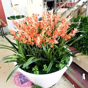 Fleurs décoratives grandes plantes artificielles Cymbidium PU Sansevieria fausses feuilles d'orchidée en plastique branche d'arbre Dracaena pour la fête de jardin à la maison