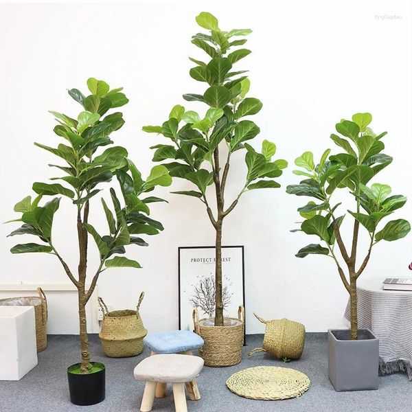 Fleurs décoratives grande plante artificielle en pot décoration de la maison Qin Ye Banyan Simulation arbre vert grande feuille faux bonsaï décor