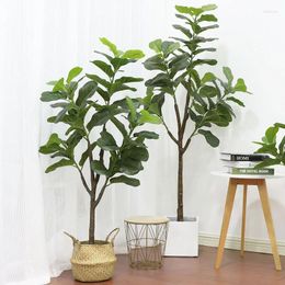 Fleurs décoratives Grand arbre tropical artificiel plantes en pot en plastique fausse feuille vert Banyan bonsaï pour la maison jardin magasin décor 4 -6 pieds