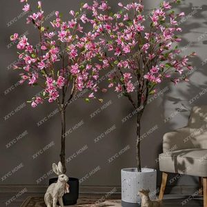 Fleurs décoratives grandes arbres imitatifs magnolia kapok faux arbres de fleurs de verdure de bonsaï de végétation intérieure et ornements d'atelier
