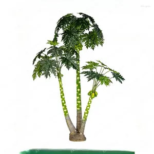 Flores decorativas Árbol imitativo grande Papaya Árboles falsos Planta verde Bonsai Paisaje Decoración de piso biónico