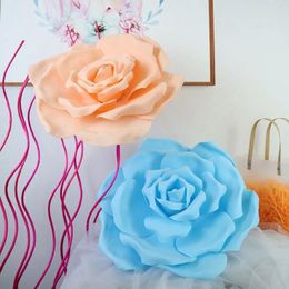 Fleurs décoratives Grands PE Flat Bottom Rose Mur de fond Doyout 40cm Fleume Fleur tête de fleur extérieure Fenture de la boutique de fleurs Affichage Mariage