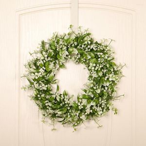 Grande couronne de fleurs décoratives rondes, guirlande de verdure simulée, décoration de bienvenue pour porte d'entrée de maison