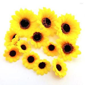 Decoratieve bloemen Large Silk Sunflower Artificial Fake Daisy Bloemhoofd voor DIY Wedding Box Decoratie Hoofdmede huizenaccessoires