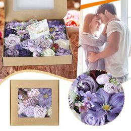 Decoratieve bloemen grote zonnebloemen kunstmatige Valentijnsdag DIY Soap Flower Gift Rose Boxet in vaas