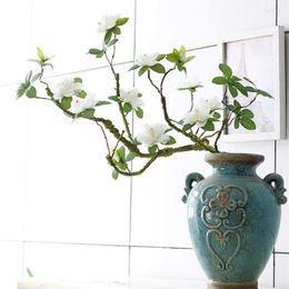 Decoratieve bloemen grote witte azalea's tak voor vaas- en raamwaterpijp decor flexibele kunstmatige trouwhuisdecoratie nepplanten