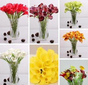 Decoratieve bloemen latex calla lily pu bruid 8 kleuren real touch gele mini voor bruiloftsbouquet hp008