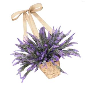 Decoratieve bloemen lavendel mand krans kunstmatige paarse bloem slinger lente zomer voor voordeur raam muur bruiloft feest