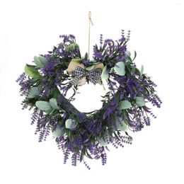 Fleurs décoratives Lavande en forme de coeur Couronne de porte Décoration de la porte de mariage Fournitures de mariage 42 cm Simulation de la Saint-Valentin multipolaire suspendue