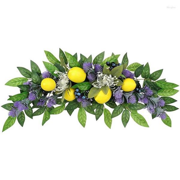 Flores decorativas, guirnalda de dintel de lavanda, botín Floral Artificial para boda, arco, puerta delantera, decoración de pared