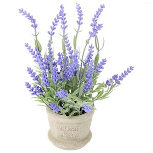 Fleurs décoratives Plant lavande Pot artificiel Pottes d'intérieur Plantes intérieures Bureau en pot ménage