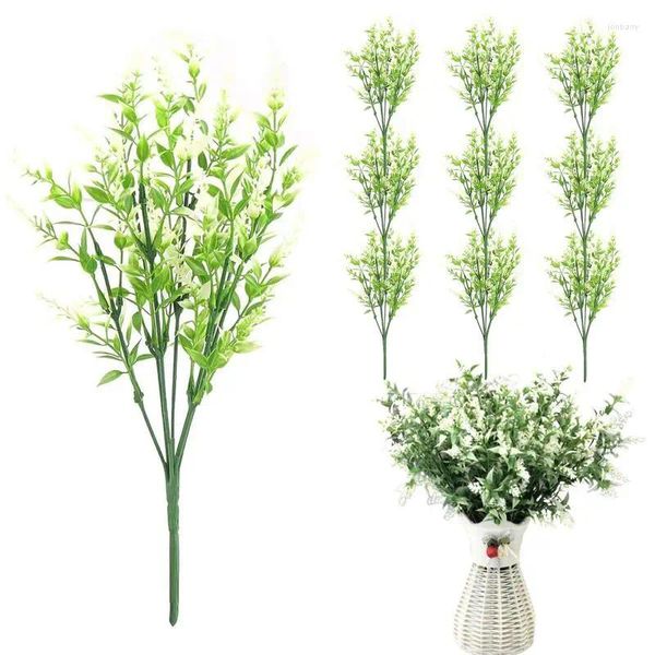 Flores decorativas decoración de plantas de lavanda 10 paquetes de plantas de arbustos artificiales resistentes a los rayos UV realista estética Artificial