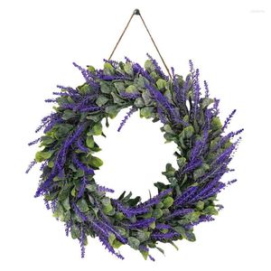 Decoratieve bloemen lavendel krans voor voordeur kunstmatige alle seizoenen binnenshuis buiten bloemen bruiloft feest huis muur decor