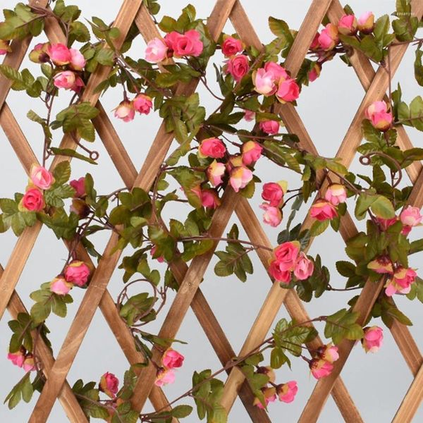 Fleurs décoratives feuilles 42 tête artificielle de vigne de vigne suspendue à la maison pour la simulation de simulation ivy de soie de mariée fausse rose bricolage