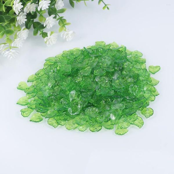 Fleurs décoratives feuille perles acryliques bijoux accessoires fabrication de bricolage breloques perlées vert givré colliers pendentifs décors feuilles transparentes