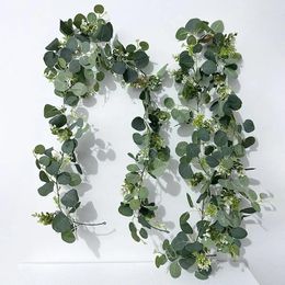 Fleurs décoratives feuilles wisteria strip Pendant simulation eucalyptus Green plante saule