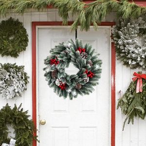 Fleurs décoratives LED couronne de Noël porte d'entrée fenêtre suspendue guirlande vacances festival décor à la maison pomme de pin ornements d'arbre de noël 2023