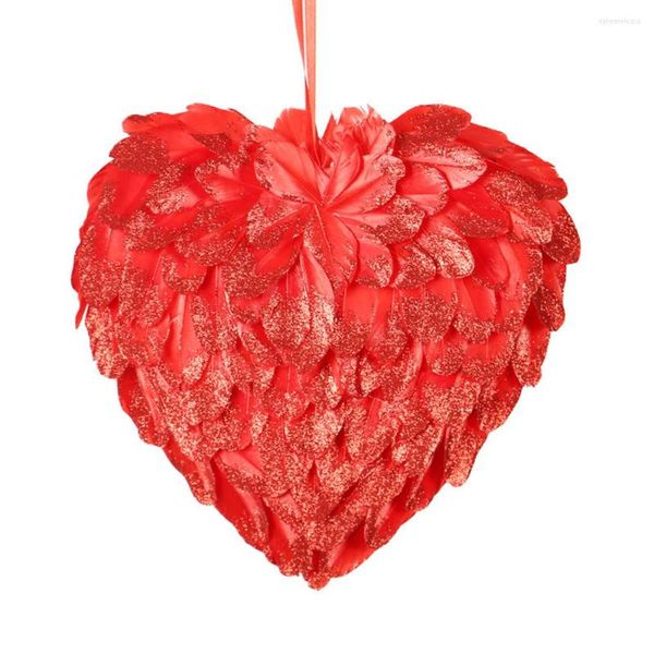 Fleurs décoratives LED Fée Guirlande Lumineuse Suspendue Guirlande Saint Valentin Plume Amour Coeur Ornements Accueil Porte Cintre DIY Décoration De Fête