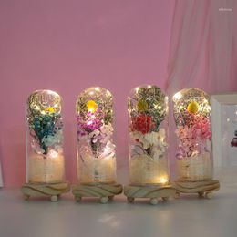 Fleurs décoratives LED dôme en verre artificiel pour toujours, cadeau romantique spécial pour la saint-valentin des mères