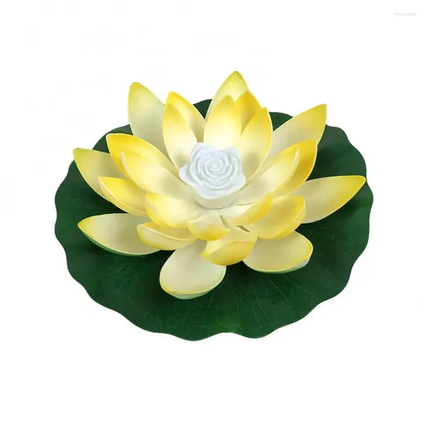 Flores decorativas Lámpara LED 18/28cm Flor de loto falsa Piscina Jardín Estanque Flotante Floral