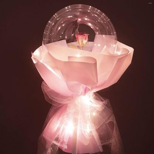 Decoratieve bloemen Led Luminous Clear Balloon Eeuwige Bloem Rose Bouquet Kit Diy Gift Set voor verjaardag Kerstmisbrouw