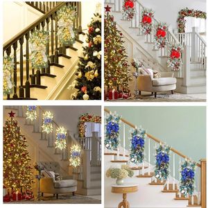 Decoratieve bloemen LED-lichtgevende trap Kunstmatige omgekeerde boom Kerstdeur hangende krans voor binnendecoraties buiten