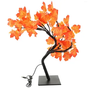 Fleurs décoratives LED Maple Tree Light Light Light Artificial Bedside Table PVC CHAMBRE NIGHT-ADIATAND lampe