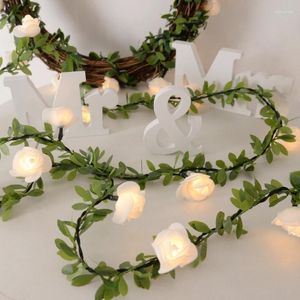 Flores decorativas LED Rose Flower Garland Plantilla artificial Vina de hadas Fairy Luces para bodas Decoración de jardines Suministros para fiestas