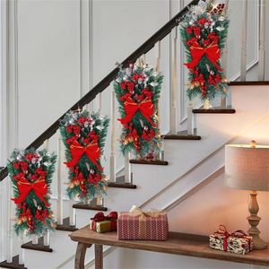 Decoratieve bloemen Led Up Prelit Stairway Wreath Lights Decoratie Kerstmis Draadloze trimtrap voor kasten